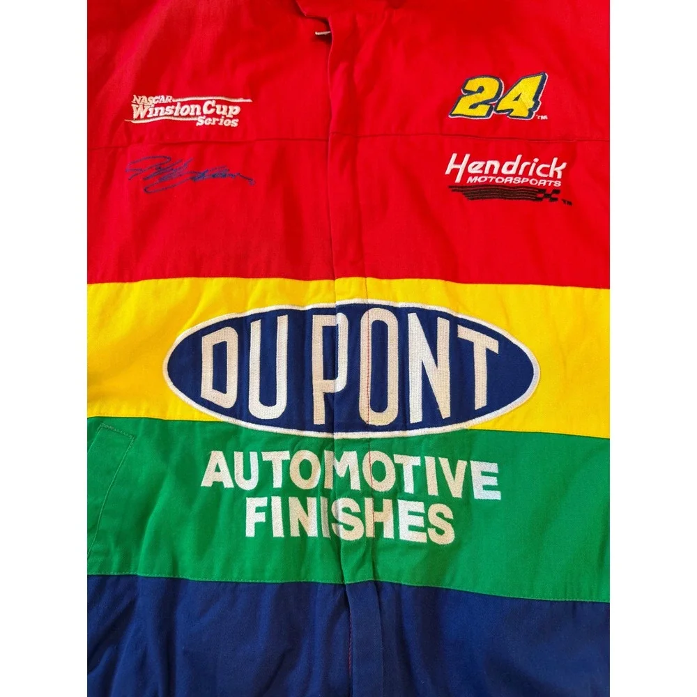 Chase Authentics Jeff Gordon 24 DuPont NASCAR Racing Jacket Red Yellow Blue XL